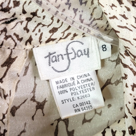 Tan Jay Vintage 80's Animal Print Inspired All Over Print Silky Feel Blouse 8 - Picture 9 of 14